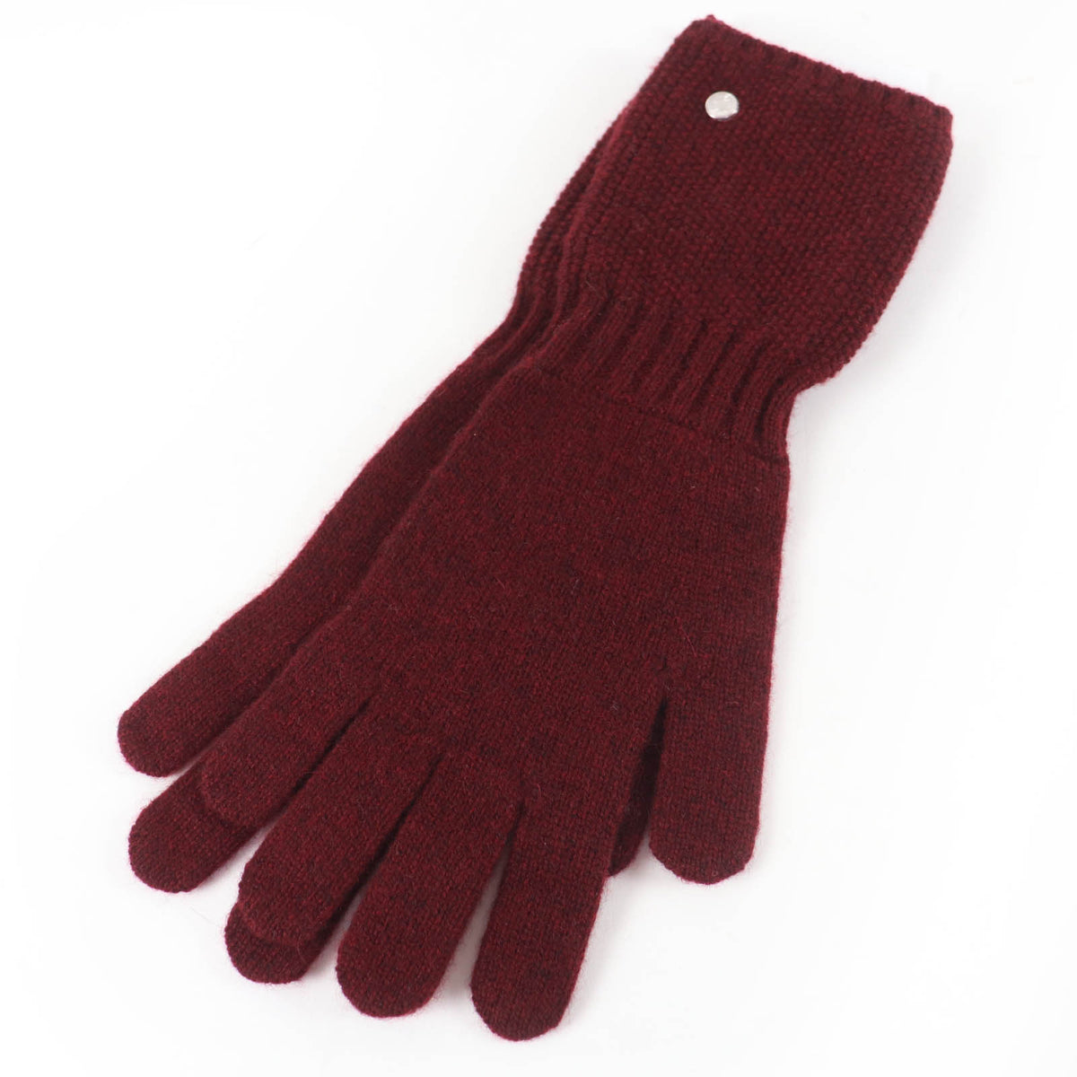 エルメス Gants Heidi ハイディ セリエ金具 ニットグローブ 手袋 ボルドー系 M レディース