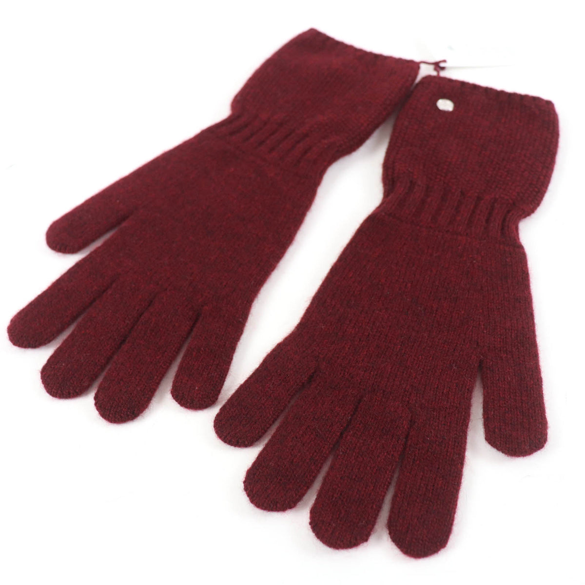 エルメス Gants Heidi ハイディ セリエ金具 ニットグローブ 手袋 ボルドー系 M レディース