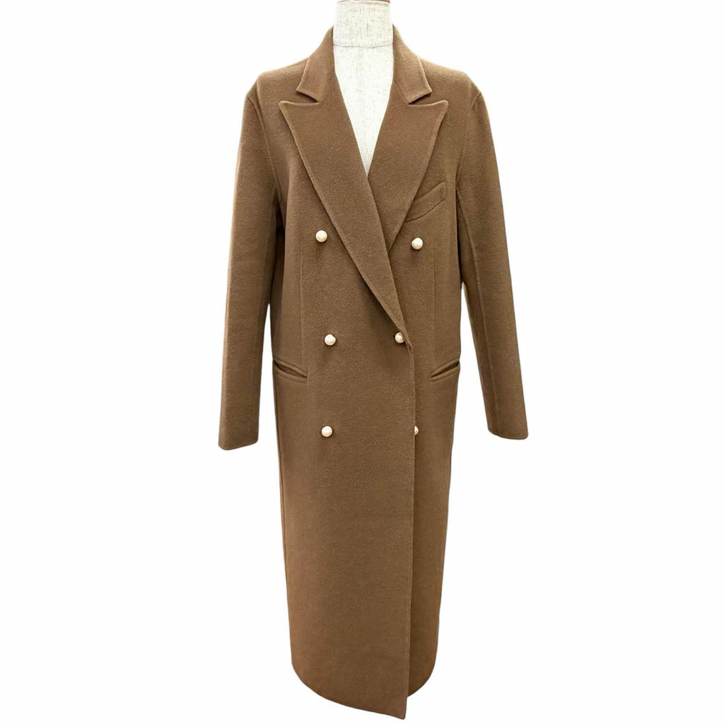 マディソンブルー PEARL CHESTER COAT パールボタン ロング ダブル チェスターコート ブラウン 01 レディース