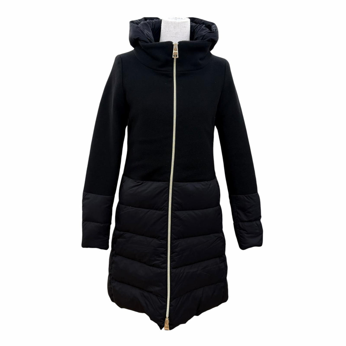 ヘルノ DIAGONAL WOOL AND NUAGE PARKA ダウンコート ブラック IT 38 レディース