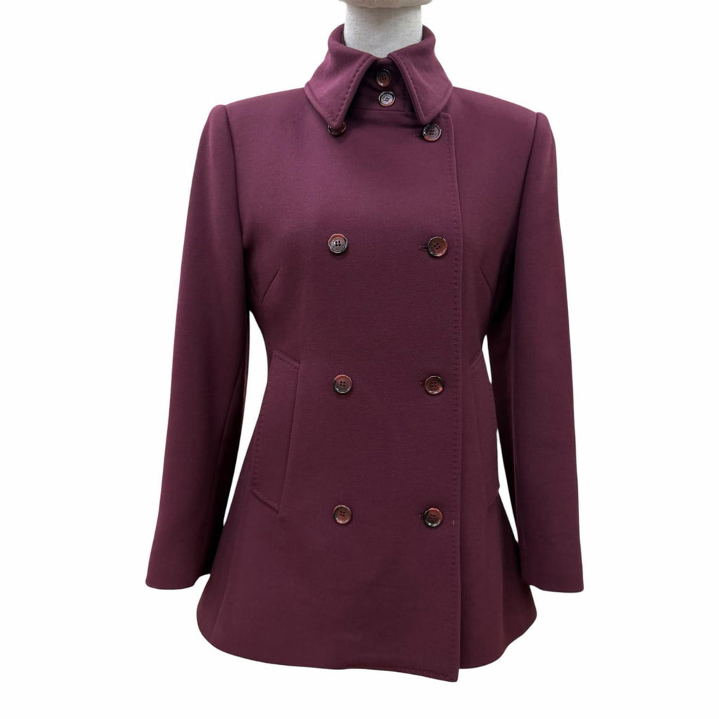 ドルチェ＆ガッバーナ 裏地レオパード ロゴボタン ショート コート ワインレッド 38 レディース
