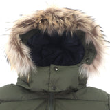 ピレネックス AUTHENTIC MINI RIPSTOP FUR オーセンティック ミニ リップトップ ファー ロゴワッペン付き フーデッド ダブルジップアップ ダウンジャケット カーキ S メンズ