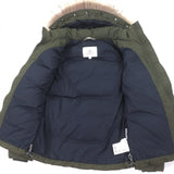 ピレネックス AUTHENTIC MINI RIPSTOP FUR オーセンティック ミニ リップトップ ファー ロゴワッペン付き フーデッド ダブルジップアップ ダウンジャケット カーキ S メンズ