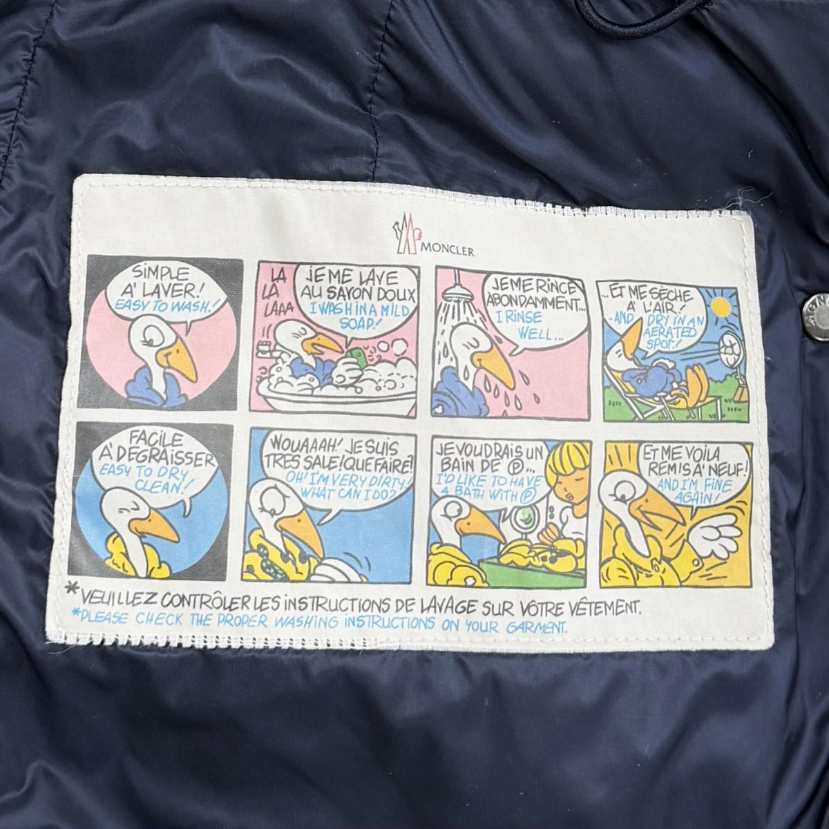 モンクレール HERMINE エルミンヌ ロゴワッペン フード付 ダブルZIP ダウンコート ネイビー 00 レディース