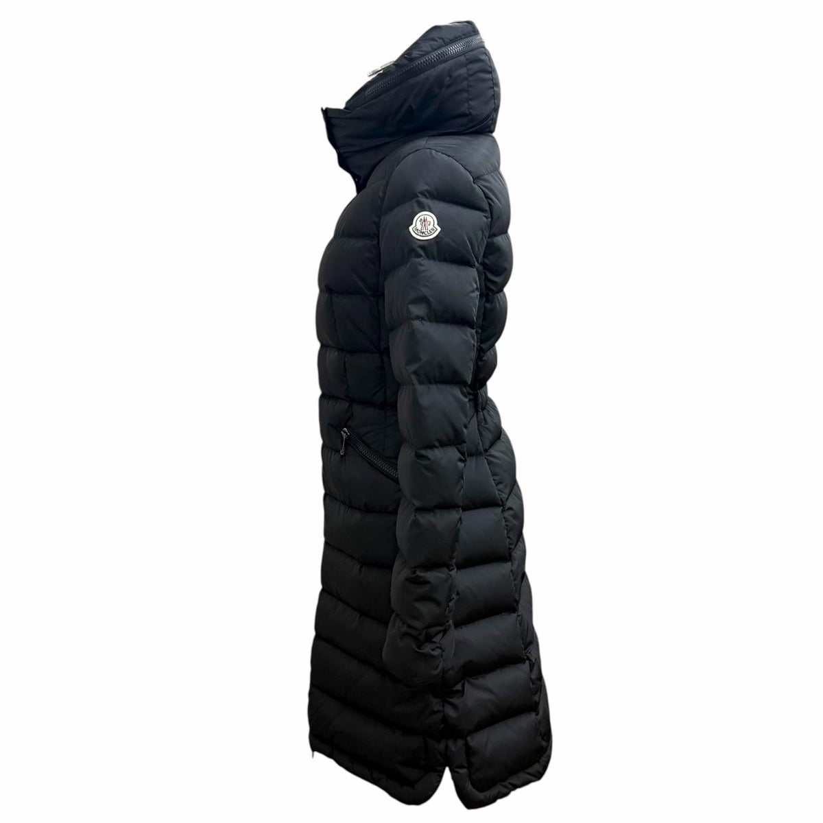 モンクレール FLAMMETTE フード収納 ロゴワッペン付 ZIP UP ダウンコート ブラック 00 00 レディース