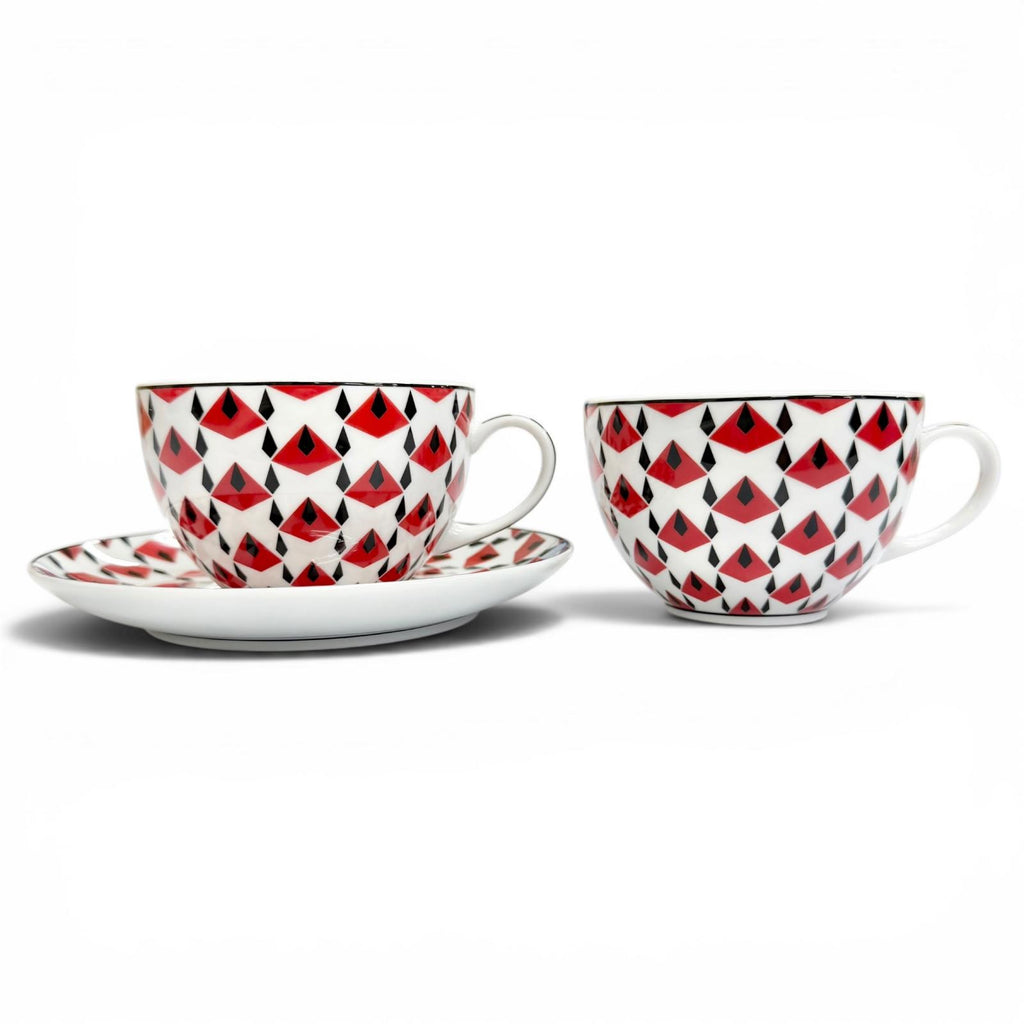 プラダ ポーセリン ティーカップ セット Vienna Red カップ ソーサー 食器 レッド レディース