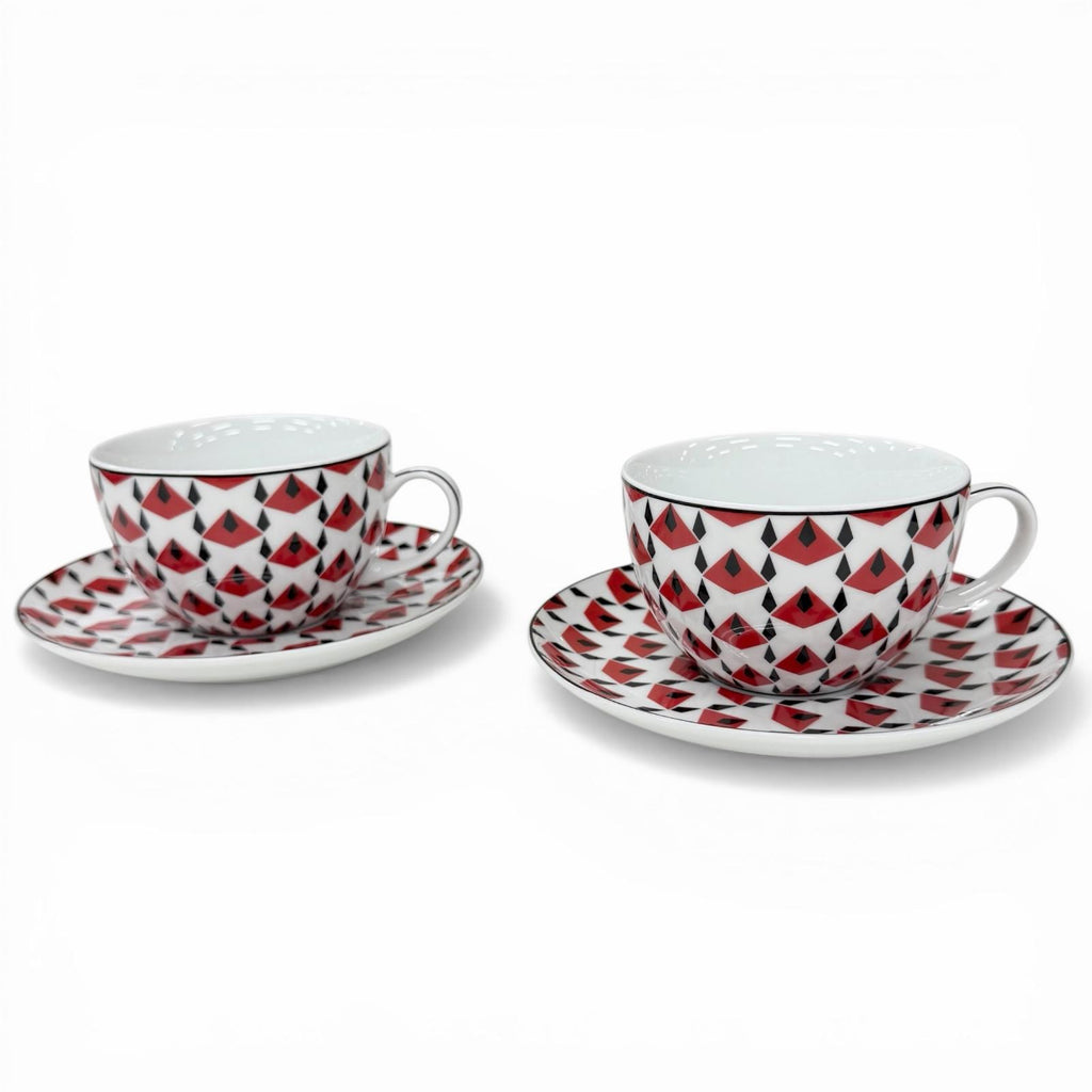 プラダ ポーセリン ティーカップ 2点セット Vienna Red ソーサー付きカップ 食器 マルチ レディース 未使用品