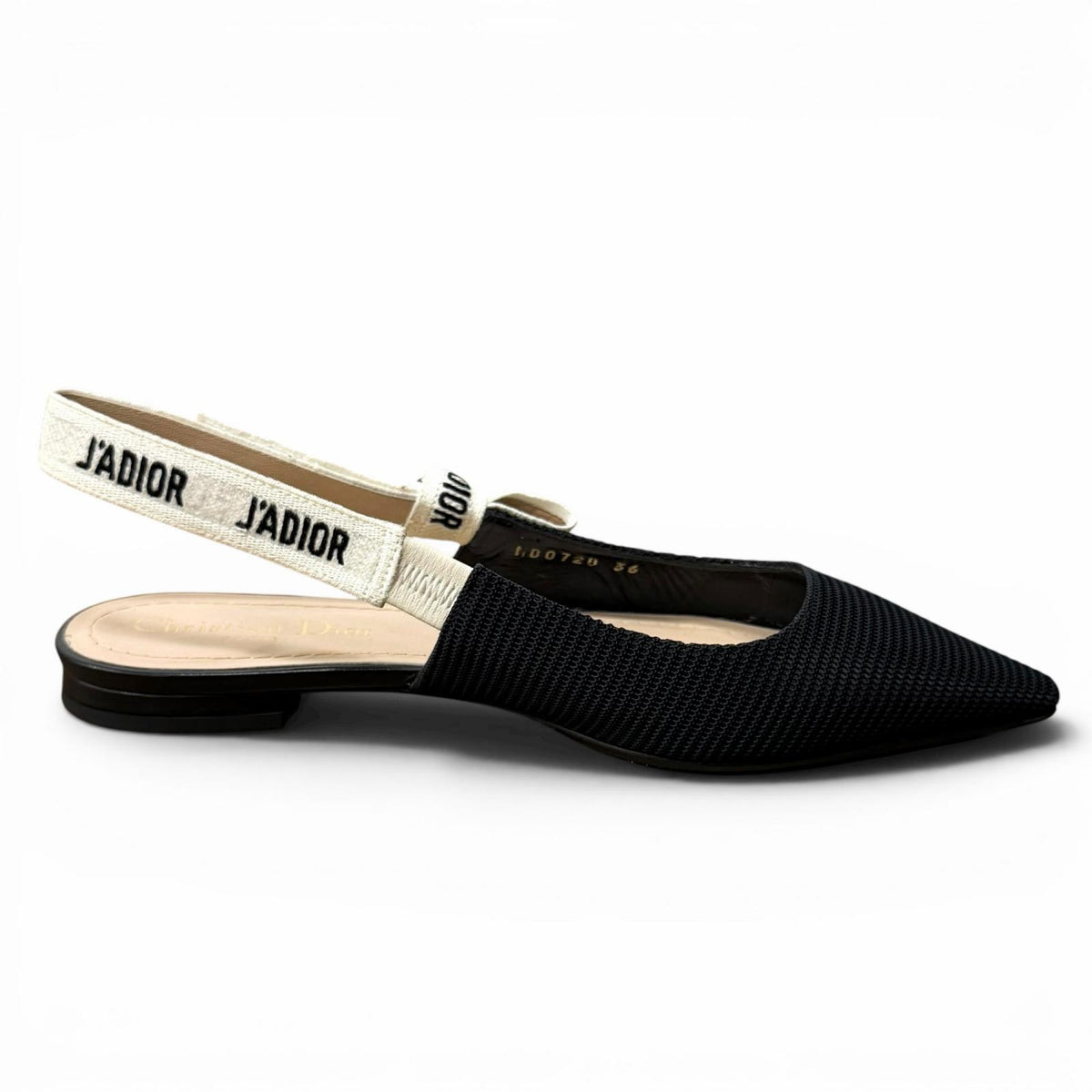 クリスチャンディオール J'ADIOR レザー使い スリングバック フラット パンプス ブラック 36 レディース