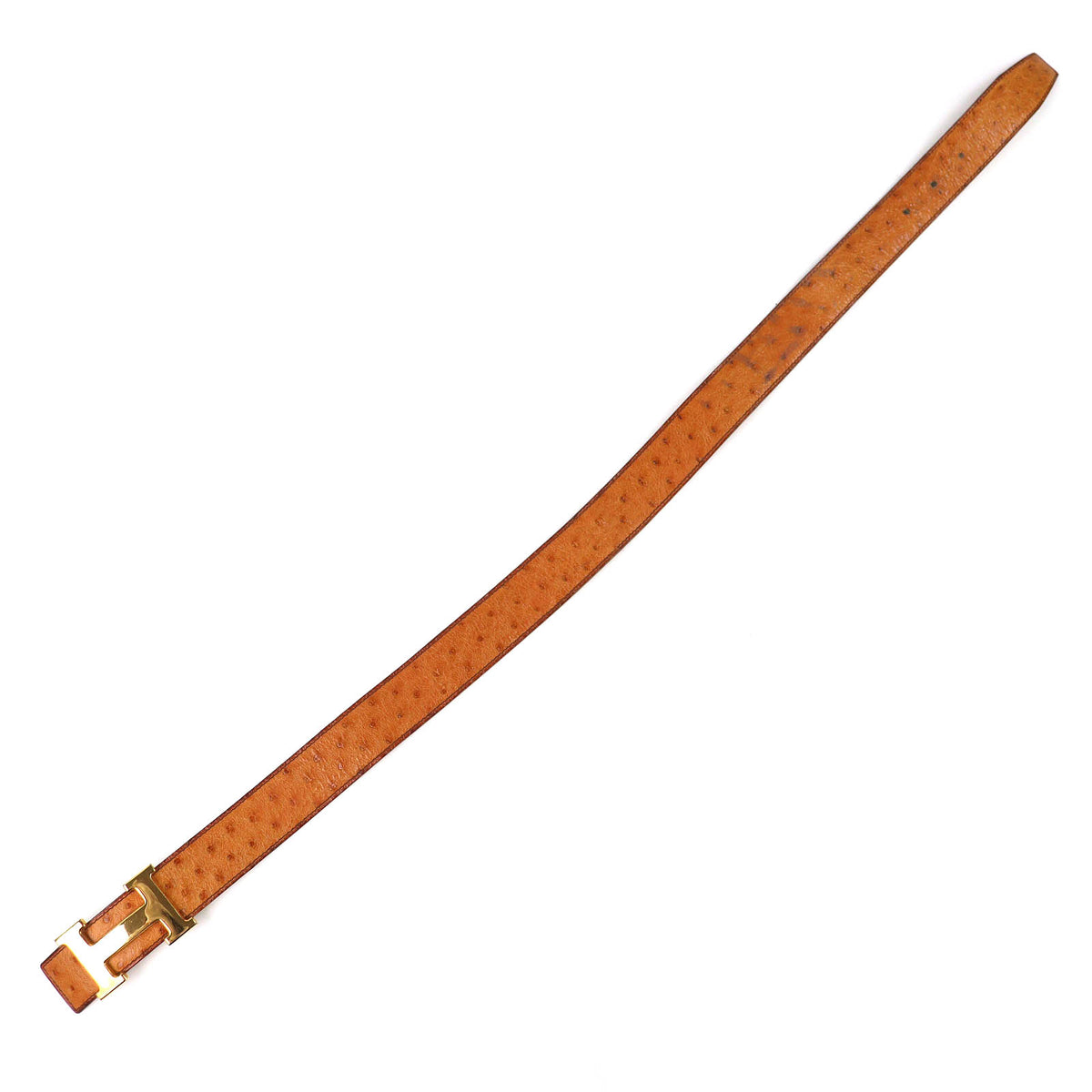 エルメス Hロゴバックル オーストリッチレザー ベルト ブラウン 85 レディース