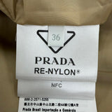 プラダ Re-Nylon トライアングルロゴ ベルト付 ロング丈 コート ベージュ 36 レディース