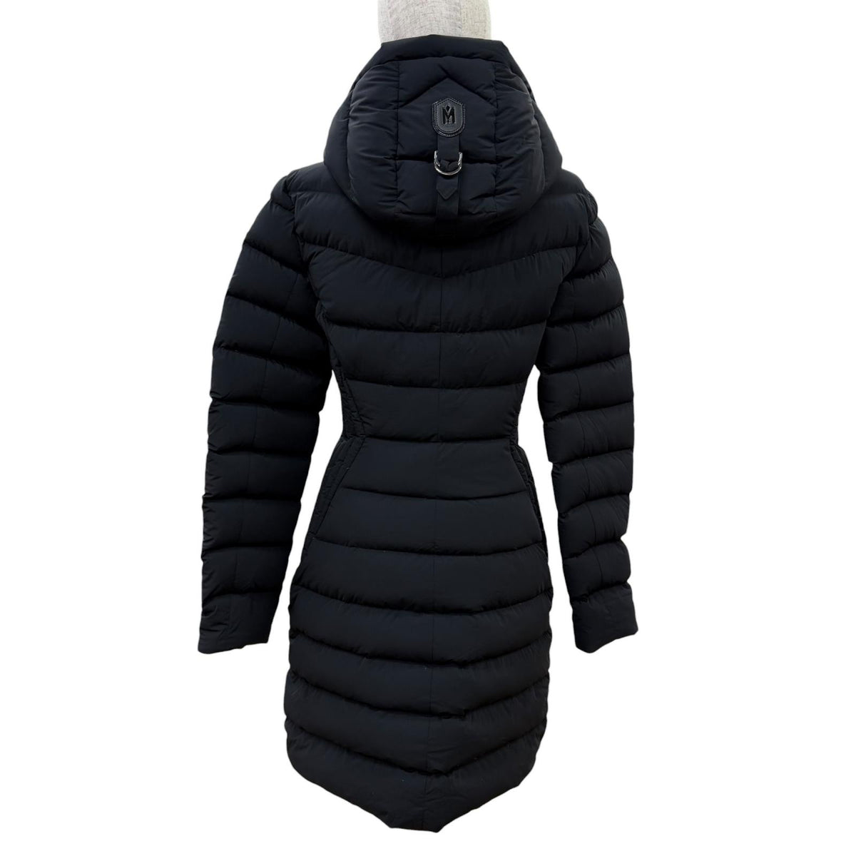 マッカージュ FARREN レザー使い フード付 ZIP UP ダウンコート ブラック XS レディース