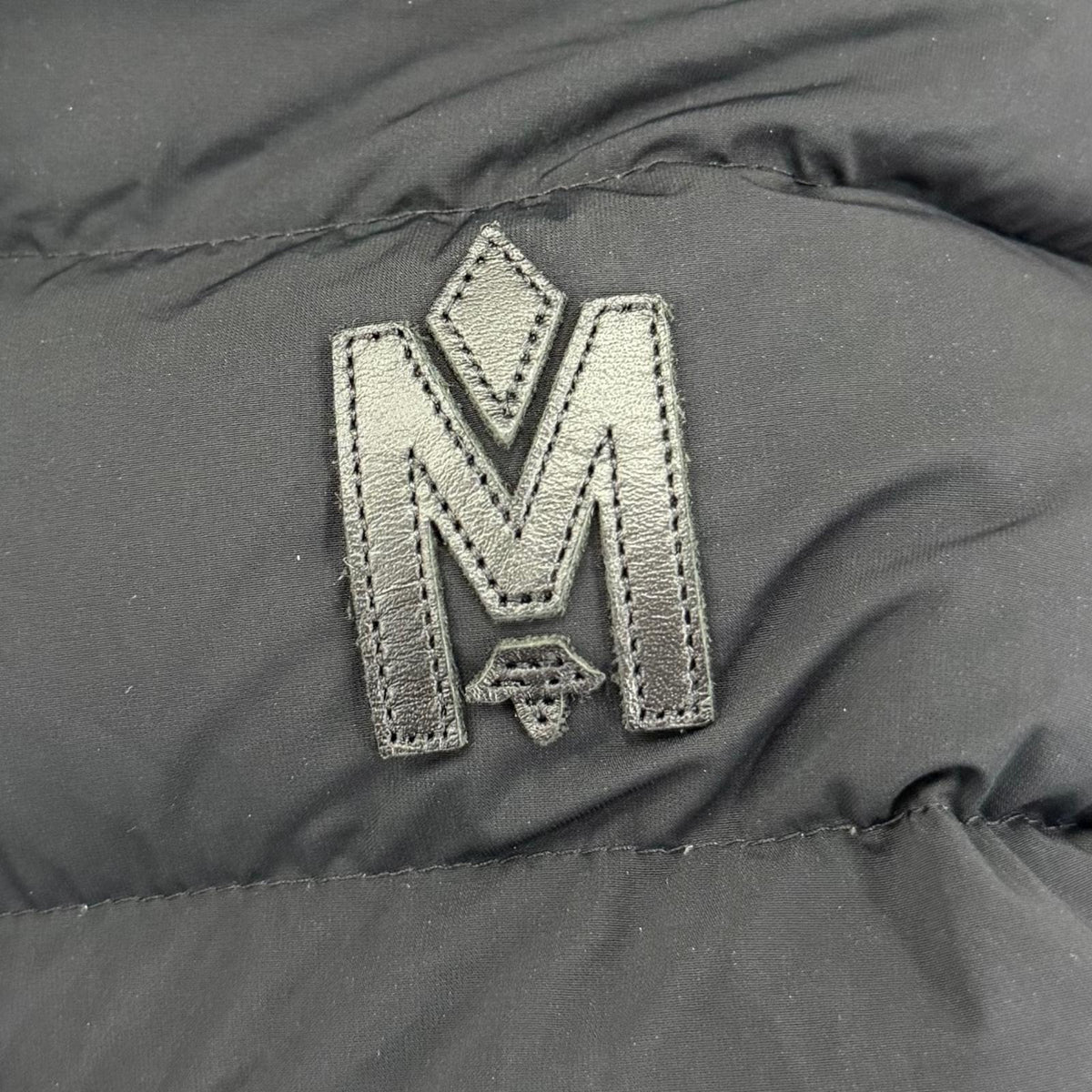 マッカージュ FARREN レザー使い フード付 ZIP UP ダウンコート ブラック XS レディース