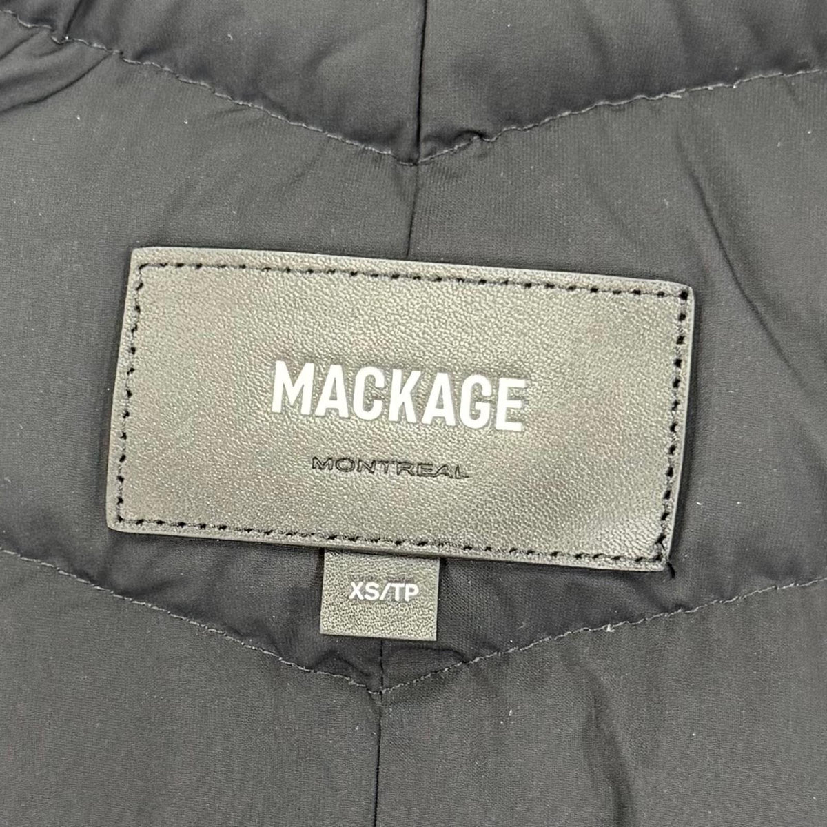 マッカージュ FARREN レザー使い フード付 ZIP UP ダウンコート ブラック XS レディース
