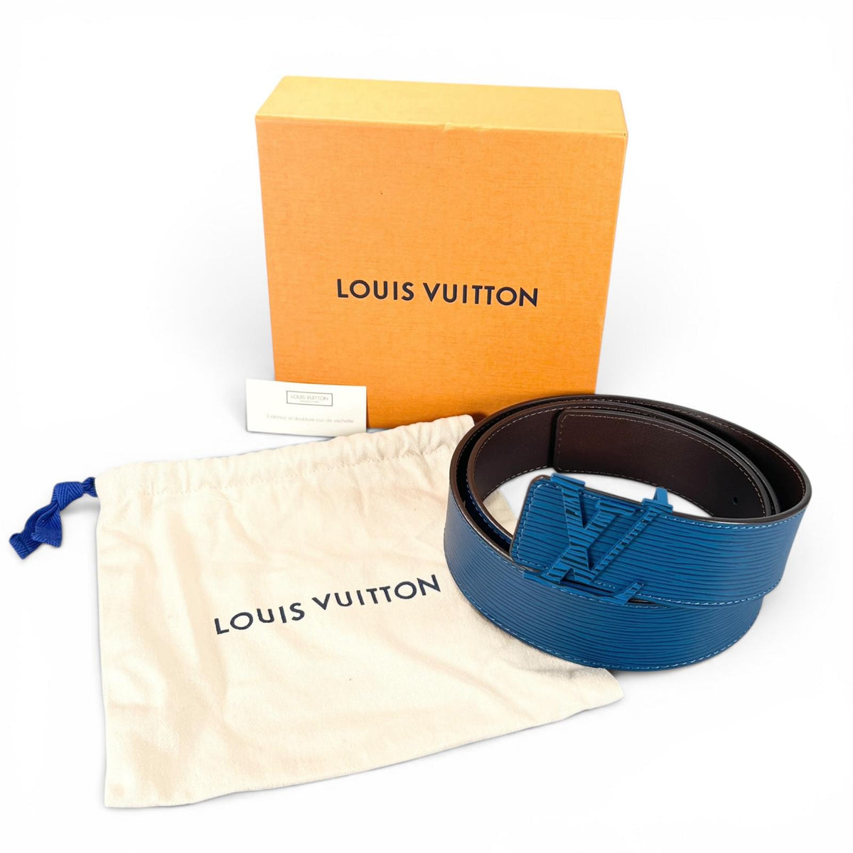 ルイヴィトン サンチュール LVイニシアル 40MM ベルト ブルー レディース