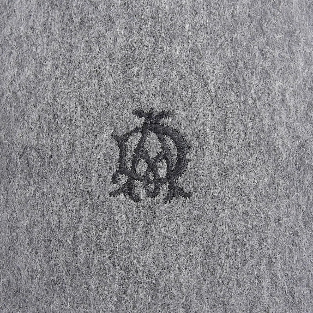 ダンヒル 100％ フリンジ付き ロゴ刺繍 マフラー グレー R メンズ