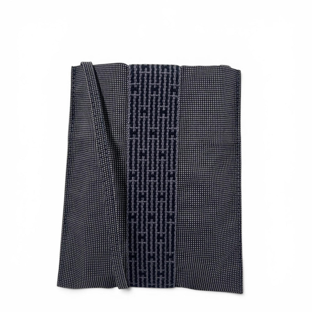 エルメス エールライン ポシェット Hロゴ スクエア サコッシュ ミニバック ショルダーバッグ グレー メンズ