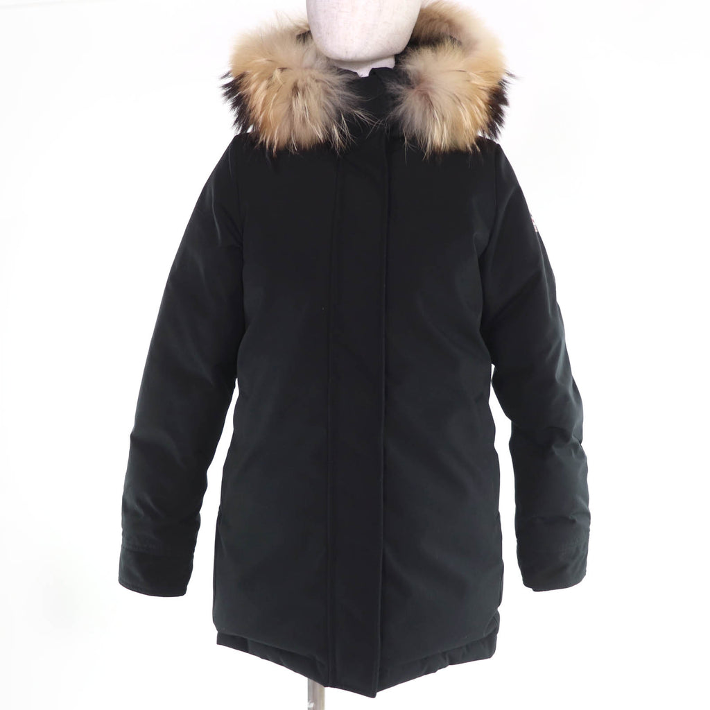 ピレネックス BORDEAUX ラクーンファー・フード付 ZIP UP ダウンコート ブラック 38 レディース