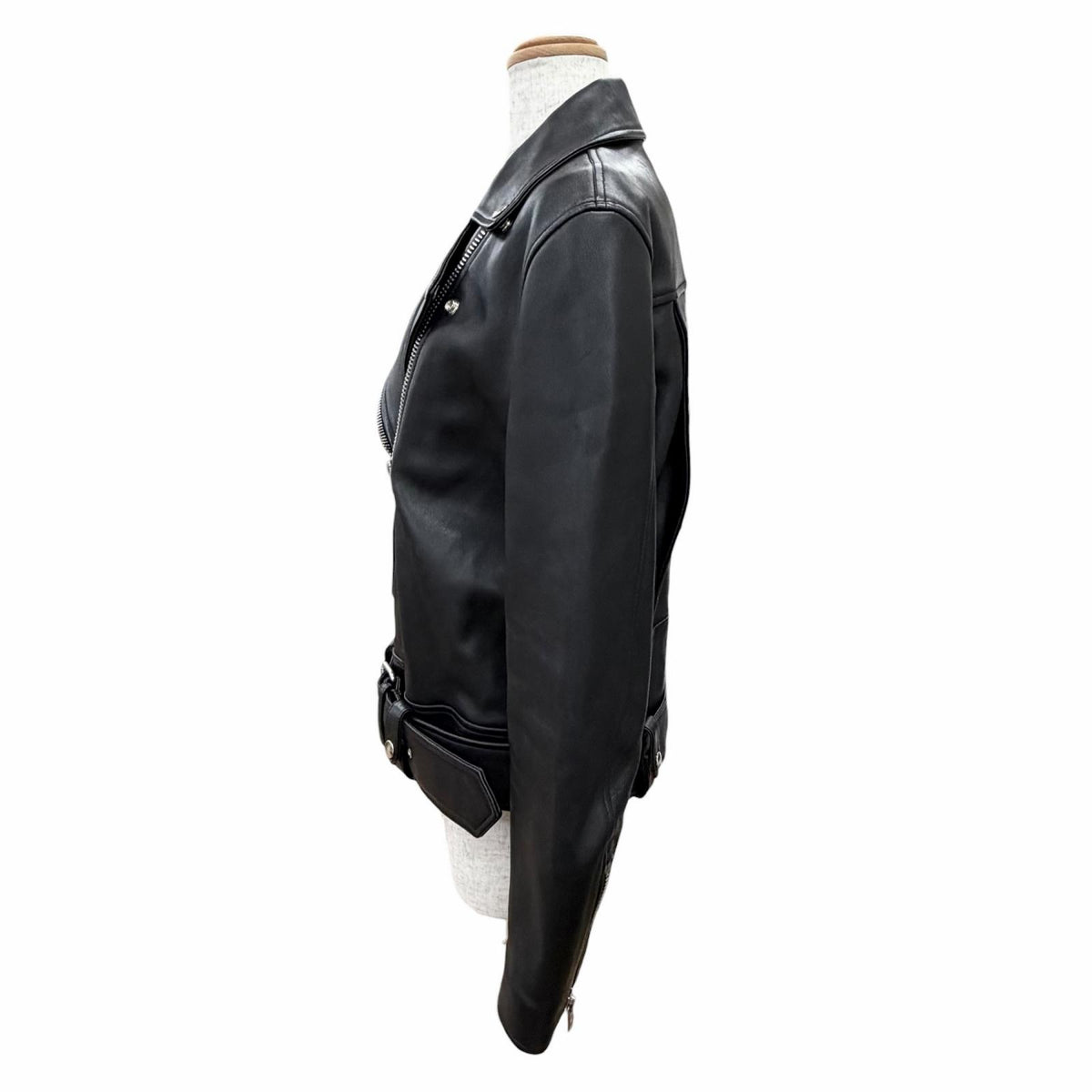 アクネストゥディオズ LEATHER BIKER JACKET レザー バイカー ライダースジャケット ブラック 34 レディース