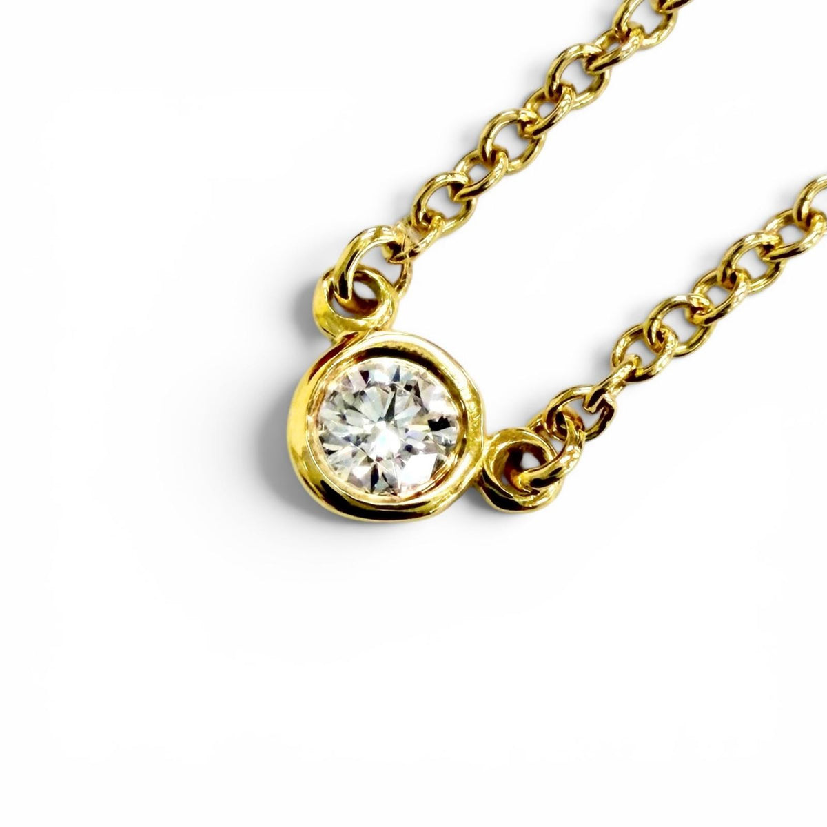 ティファニー バイザヤード 1Pダイヤ ネックレス 750 YG 直径約3.32mm 約0.05ct ネックレス イエローゴールド レディース