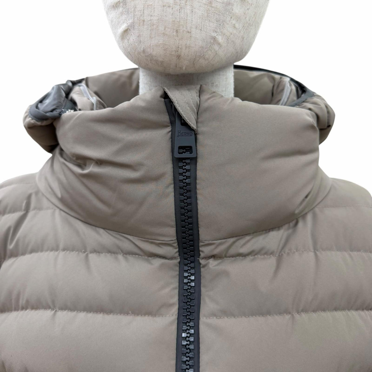 ヘルノ ラミナー GORE-TEX フード付 ZIP UP ダウンジャケット ダウンコート ベージュ系 46 レディース