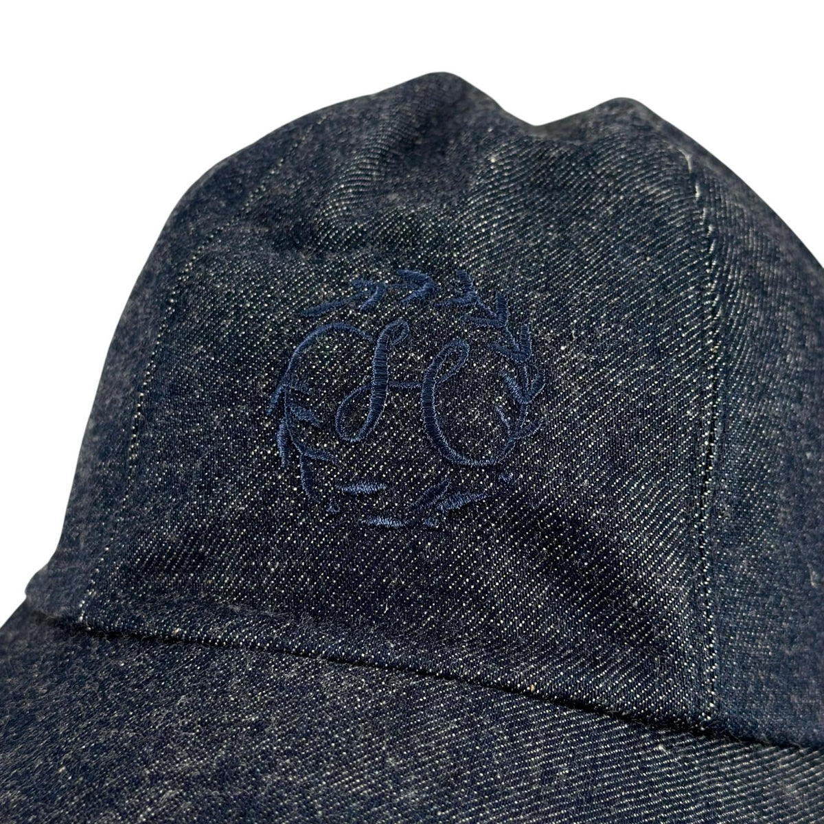 エルメス ロゴ刺繍 クルードセル セリエボタン デニム キャップ インディゴ EU 56 レディース