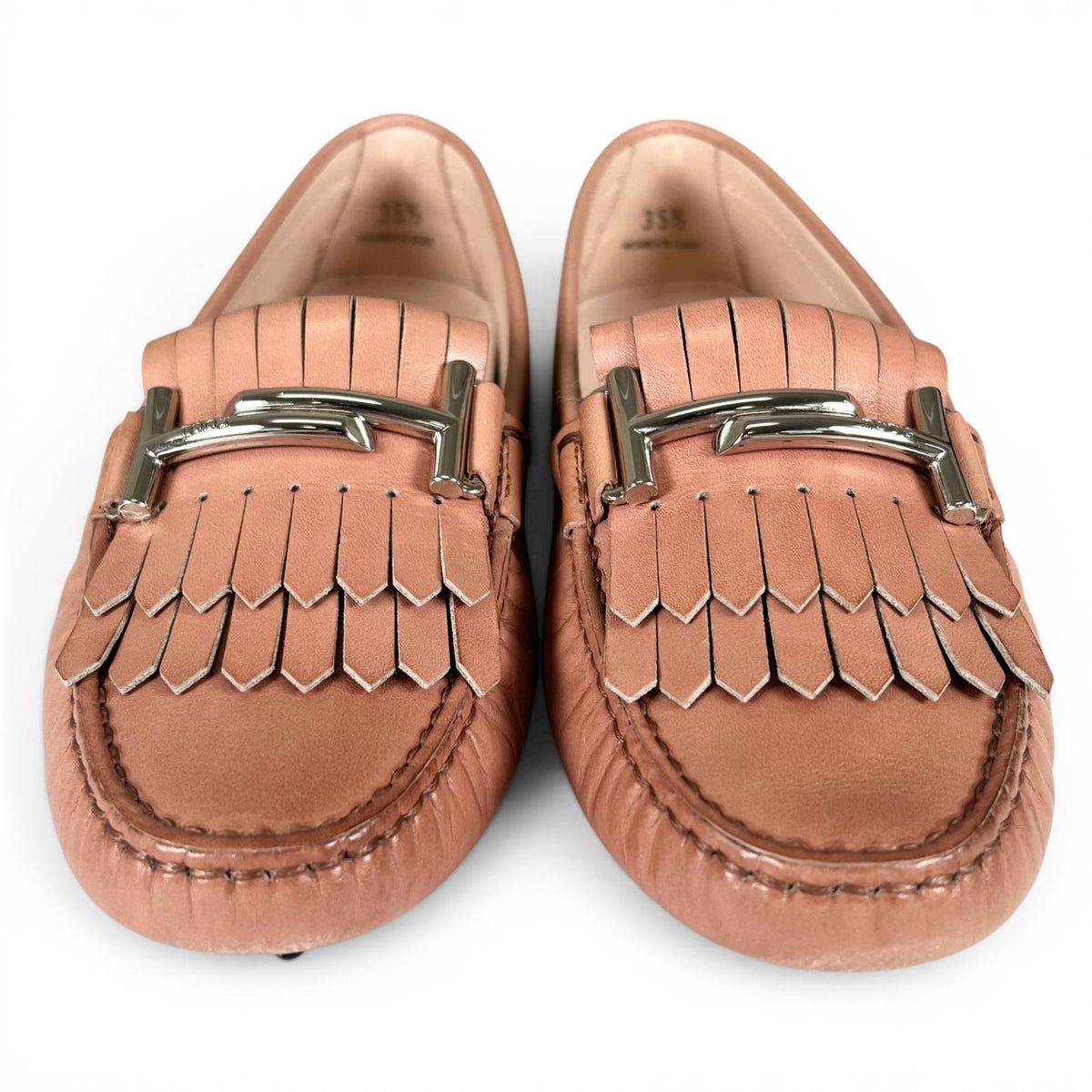 トッズ GOMMINI FRANGIA MAXI DOPPIA T ダブルT ドライビングシューズ ピンクベージュ 35.5 レディース