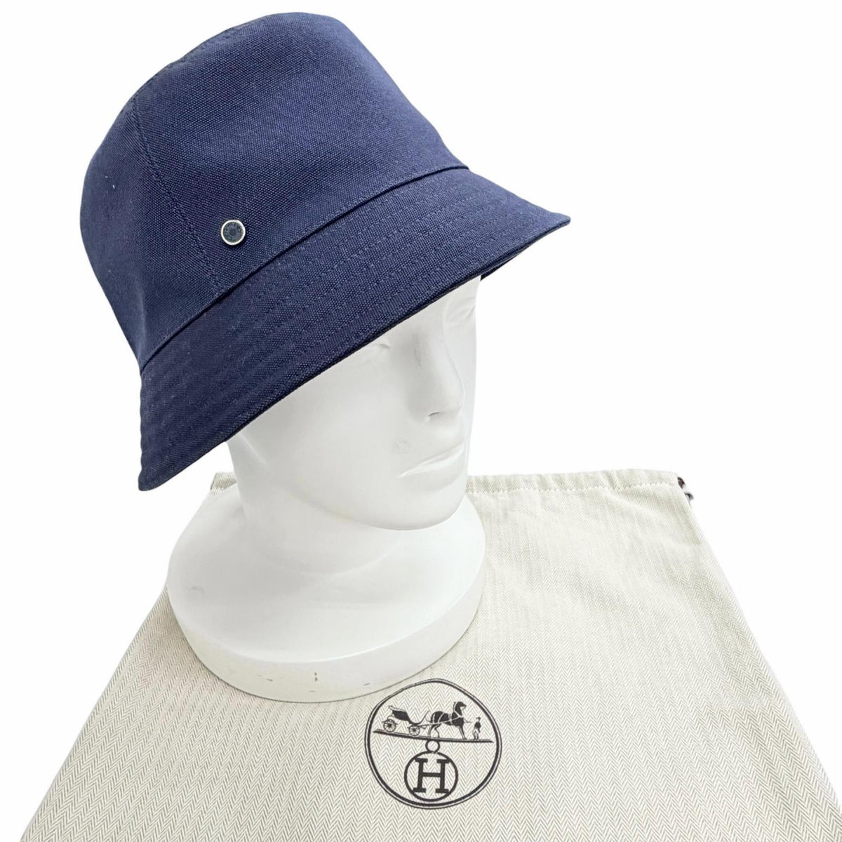 エルメス EDEN エデン セリエパーツ バケットハット 帽子 ハット ネイビー 57 レディース