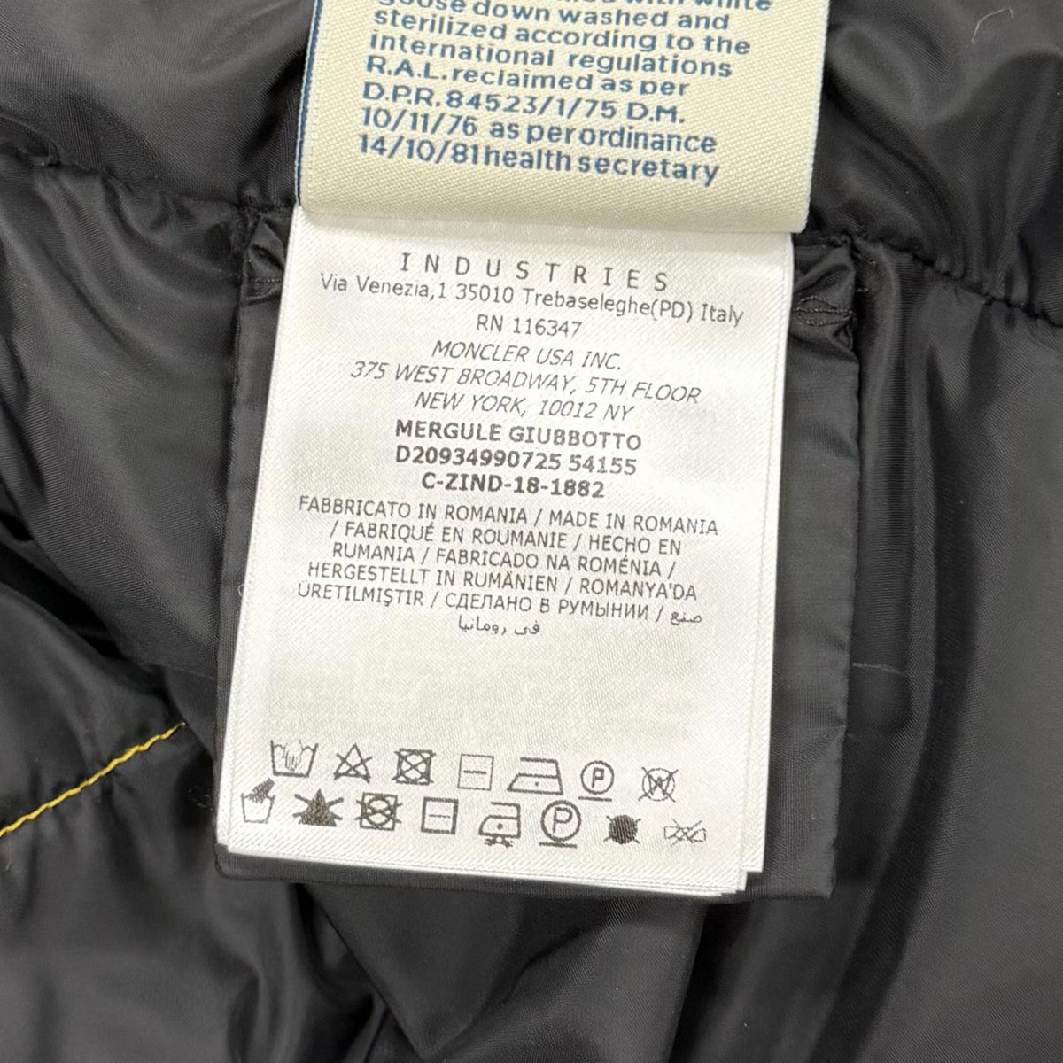 モンクレール ジーニアス 2 MERGULE メルグル FOXファー・フード・ロゴワッペン付 ZIP UP ダウンジャケット イエロー 54847 レディース