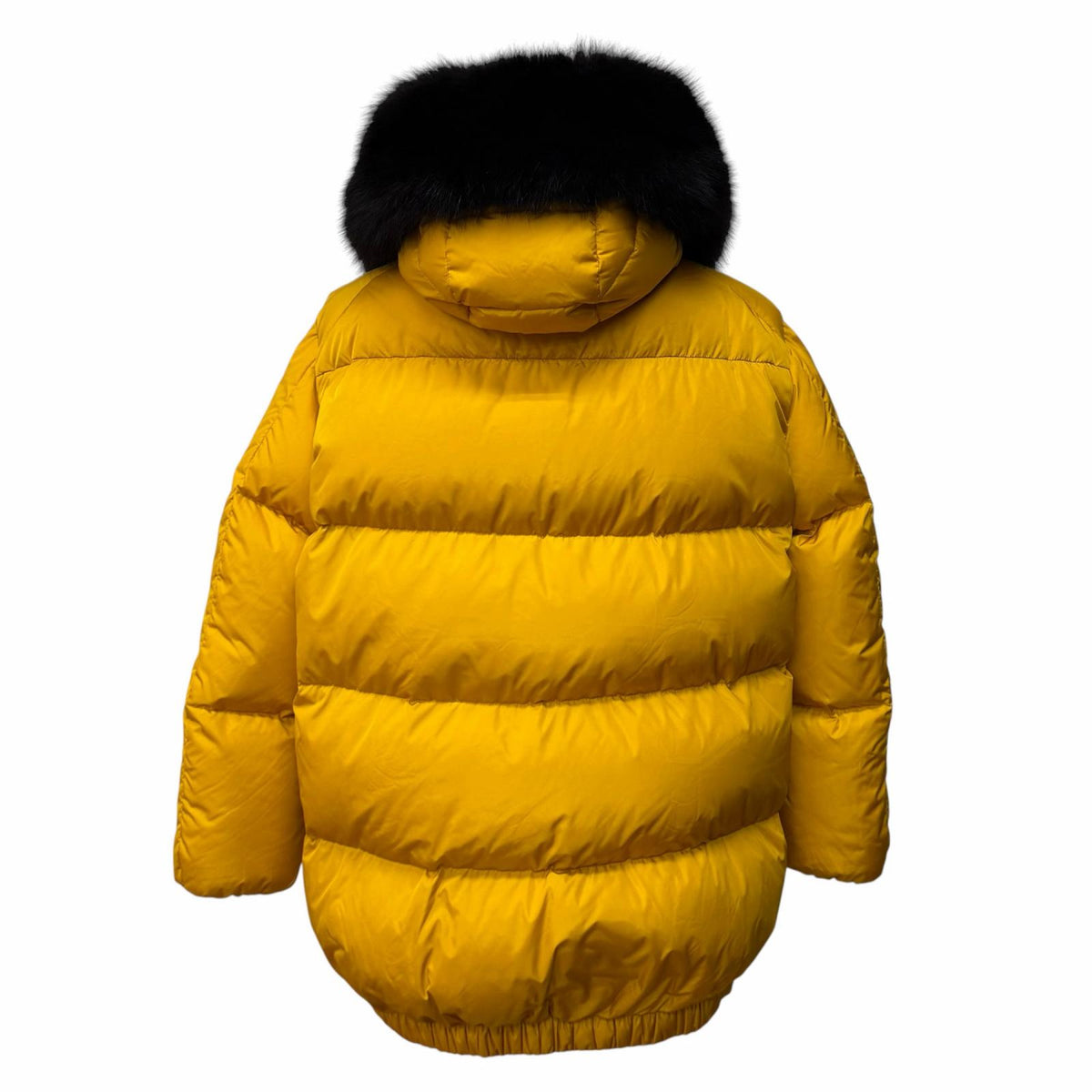 モンクレール ジーニアス 2 MERGULE メルグル FOXファー・フード・ロゴワッペン付 ZIP UP ダウンジャケット イエロー 54847 レディース