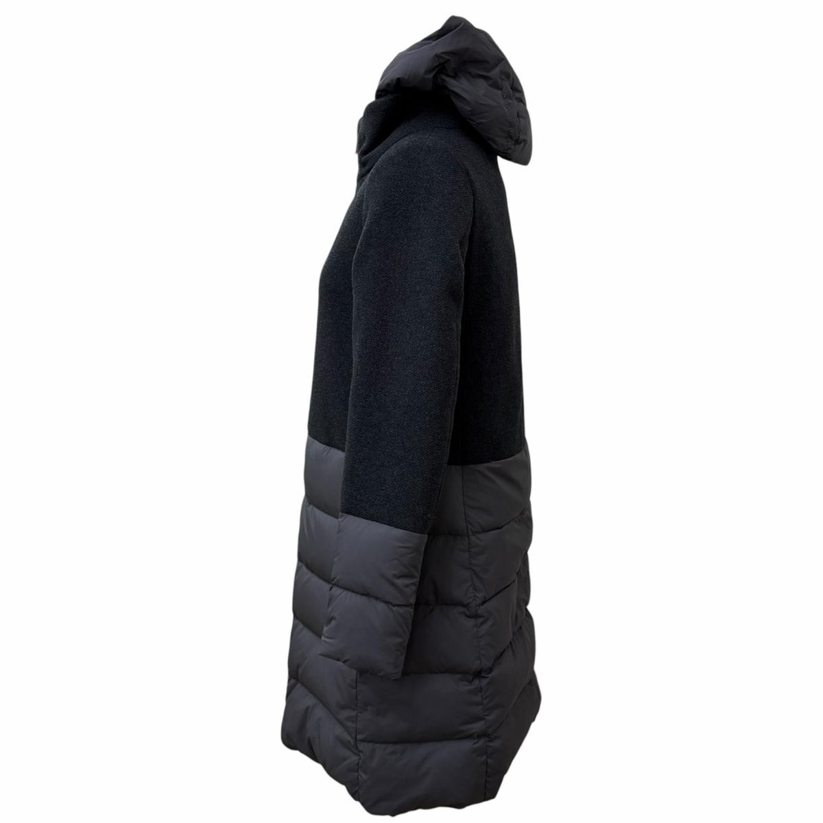ヘルノ フード付 切替デザイン ZIP UP ダウンコート グレー 38 レディース