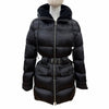 プラダ ロゴバックルベルト ラムファー使い ZIP UP ダウンコート ブラック 38 レディース
