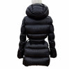 プラダ ロゴバックルベルト ラムファー使い ZIP UP ダウンコート ブラック 38 レディース