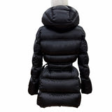 プラダ ロゴバックルベルト ラムファー使い ZIP UP ダウンコート ブラック 38 レディース