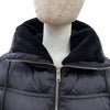 プラダ ロゴバックルベルト ラムファー使い ZIP UP ダウンコート ブラック 38 レディース