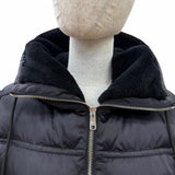 プラダ ロゴバックルベルト ラムファー使い ZIP UP ダウンコート ブラック 38 レディース