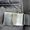 プラダ ロゴバックルベルト ラムファー使い ZIP UP ダウンコート ブラック 38 レディース