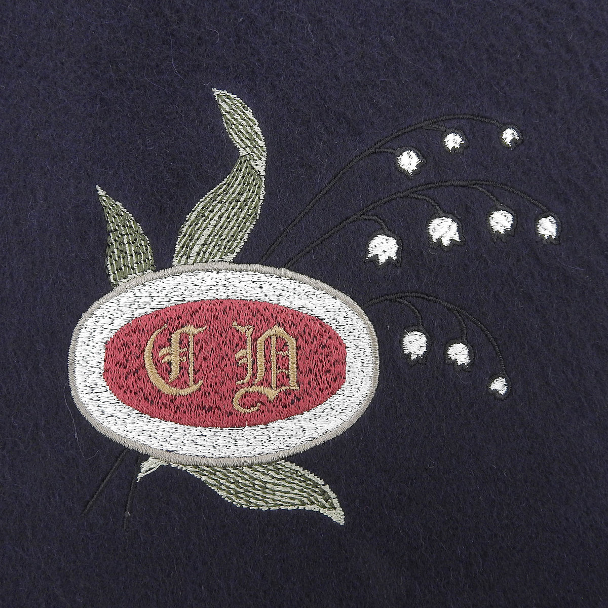 ディオール CDロゴ刺繡 スズラン フリンジ付 マフラー ダークネイビー メンズ