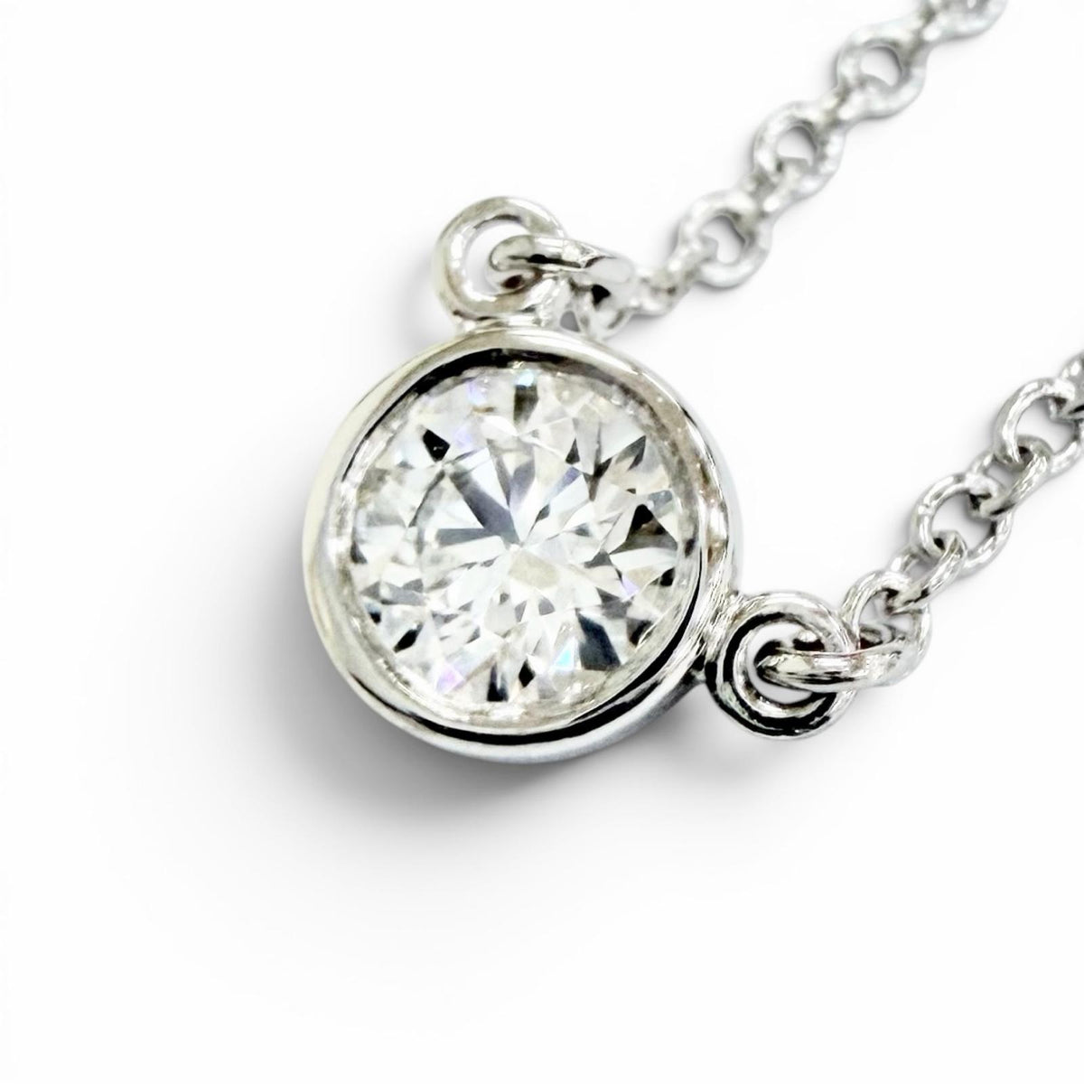ティファニー バイザヤード 1Pダイヤモンド ネックレス 約0.18ct 直径約4.90mm ネックレス プラチナ レディース