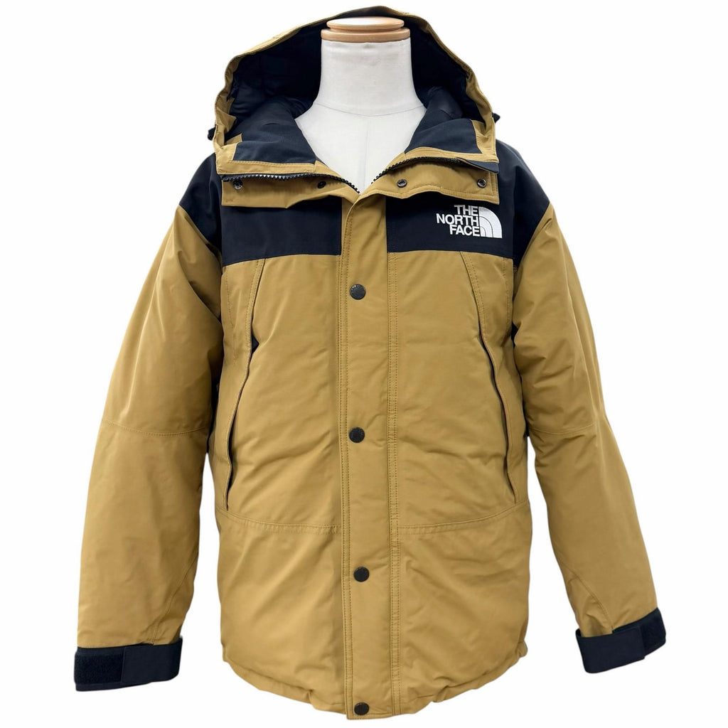 ザ・ノースフェイス Mountain Down Jacket GORE-TEX ロゴ刺繍 フーデッド ダブルジップアップ ダウンジャケット ブラウン L メンズ