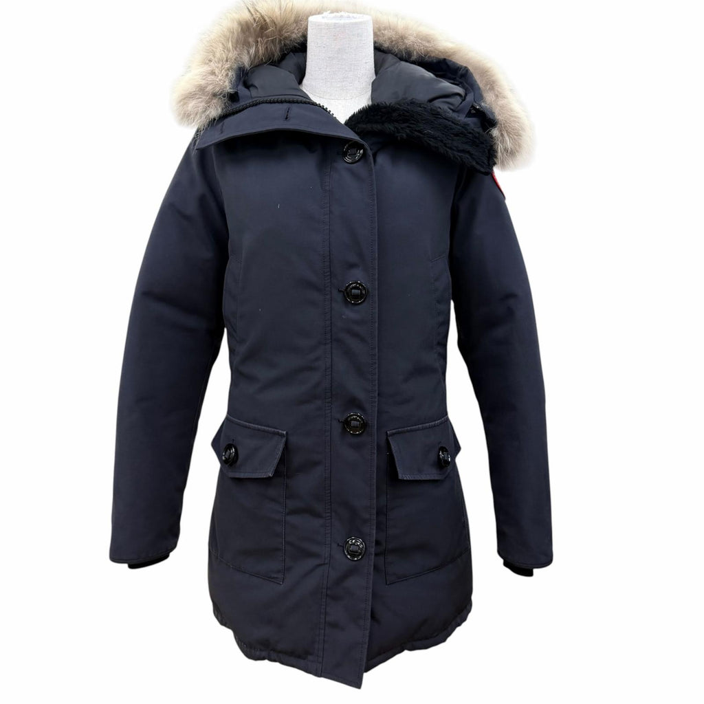 カナダグース BRONTE PARKA ブロンテパーカ ファー・フード付 ダウンコート ネイビー S レディース