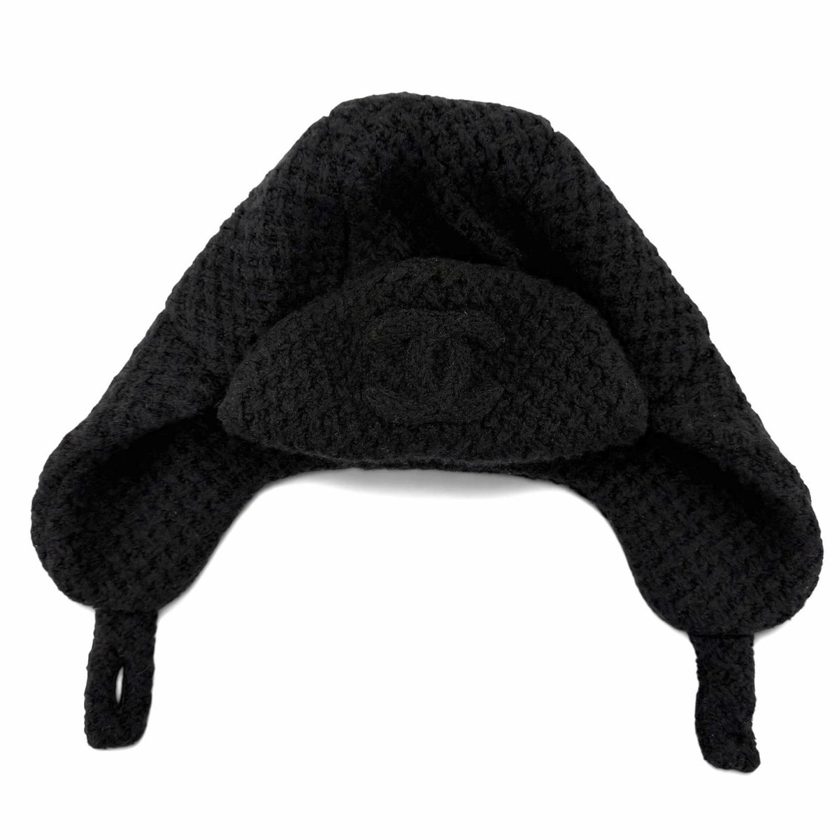 シャネル ココマーク CHAPKA HAT チャプカハット トラッパーハット フライトハット ニットキャップ ブラック レディース