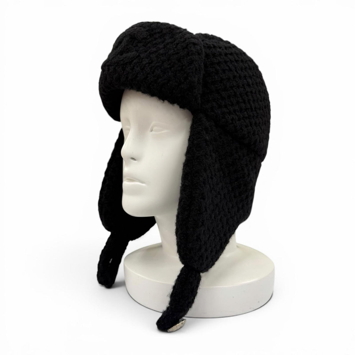 シャネル ココマーク CHAPKA HAT チャプカハット トラッパーハット フライトハット ニットキャップ ブラック レディース