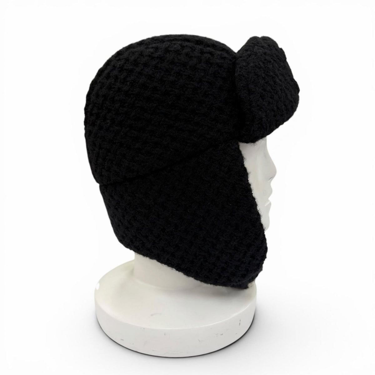 シャネル ココマーク CHAPKA HAT チャプカハット トラッパーハット フライトハット ニットキャップ ブラック レディース