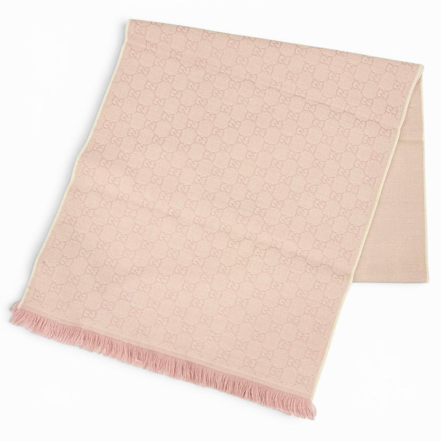 グッチ GGウール スカーフ ミニフリンジ マフラー ピンク 45×185cm レディース