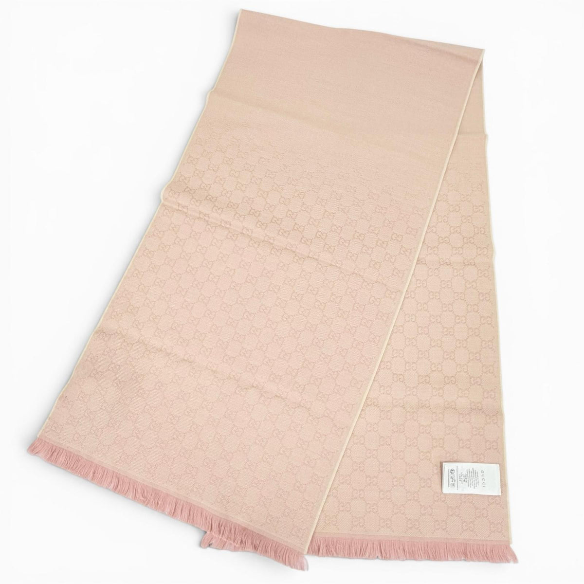 グッチ GGウール スカーフ ミニフリンジ マフラー ピンク 45×185cm レディース