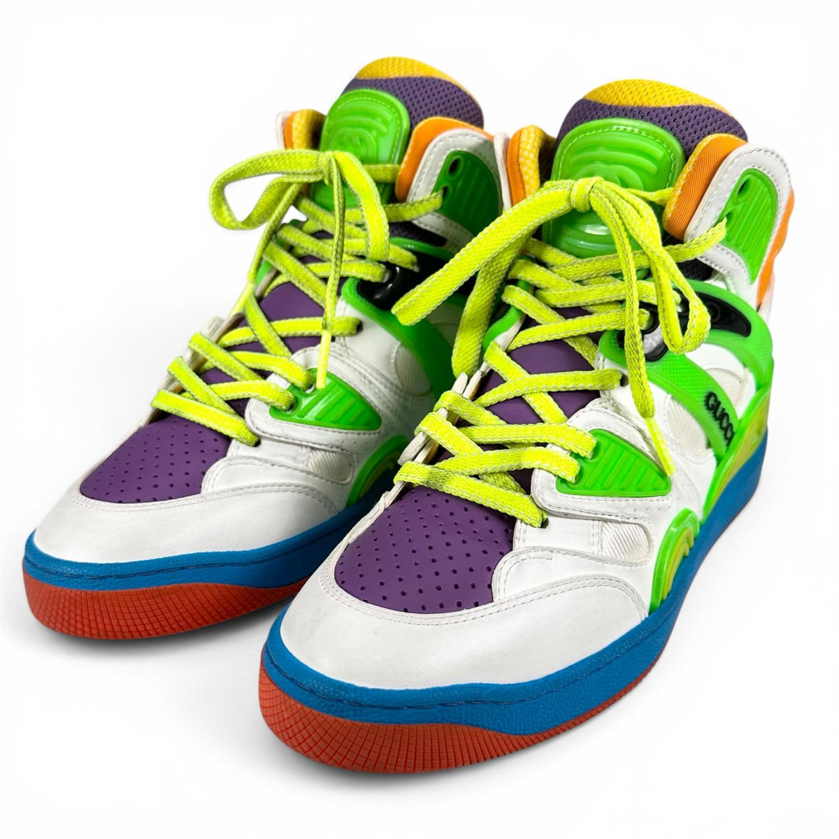 グッチ BASKET バスケット ヴィンテージ加工 ハイカットスニーカー マルチカラー 35 レディース