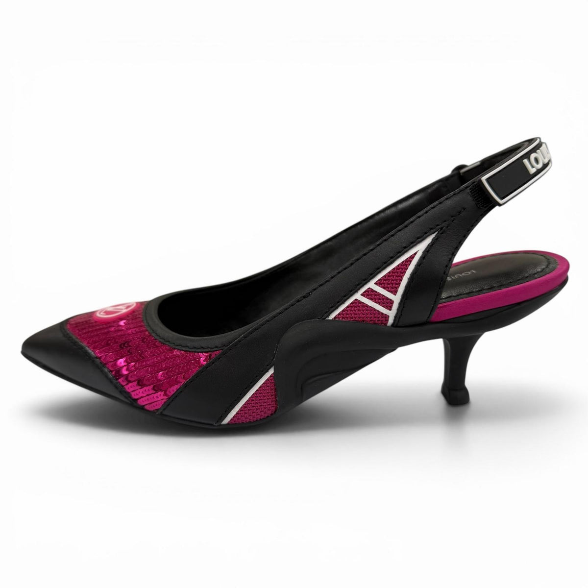 ルイヴィトン HEELS スパンコール LVサークルロゴ レザー パンプス ブラック 34 レディース