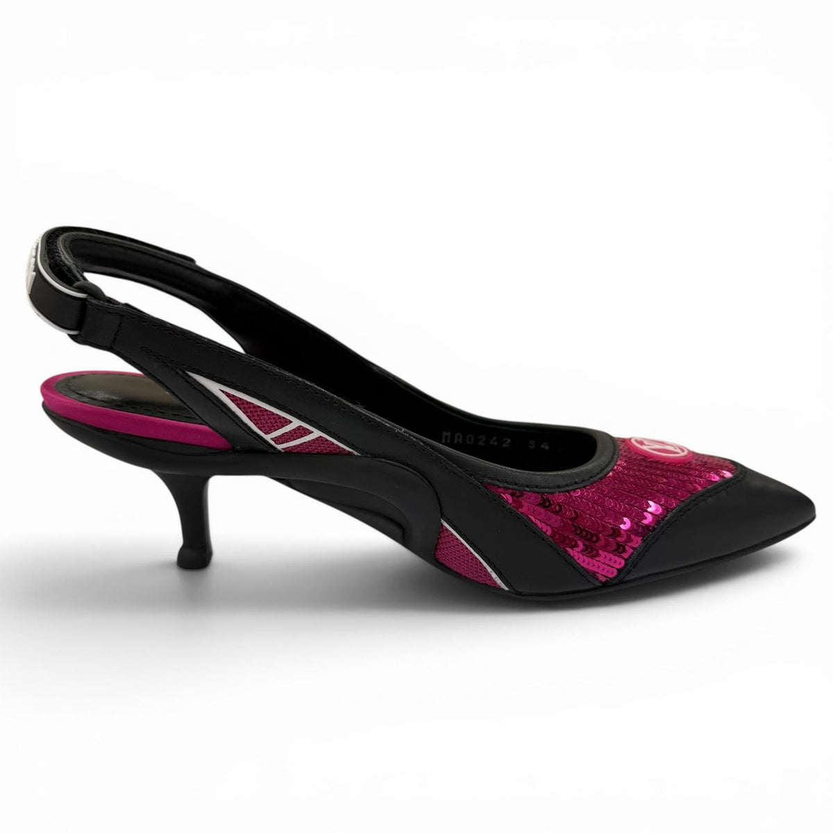 ルイヴィトン HEELS スパンコール LVサークルロゴ レザー パンプス ブラック 34 レディース