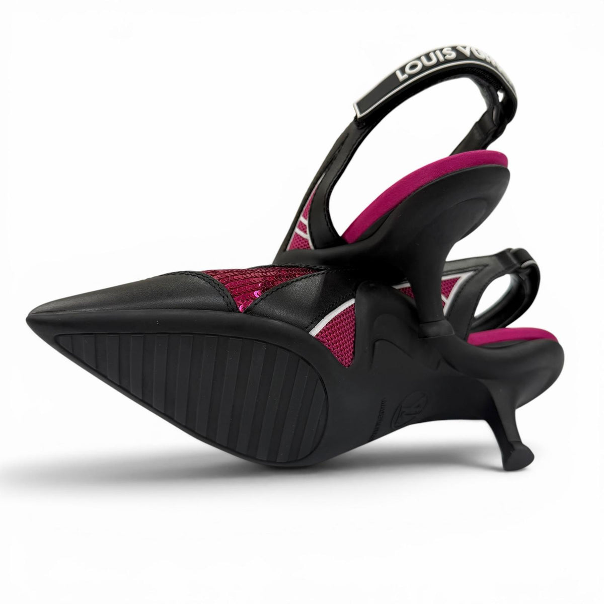 ルイヴィトン HEELS スパンコール LVサークルロゴ レザー パンプス ブラック 34 レディース