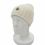 モンクレール ロゴワッペン付 ビーニー ニットキャップ アイボリー UNI レディース